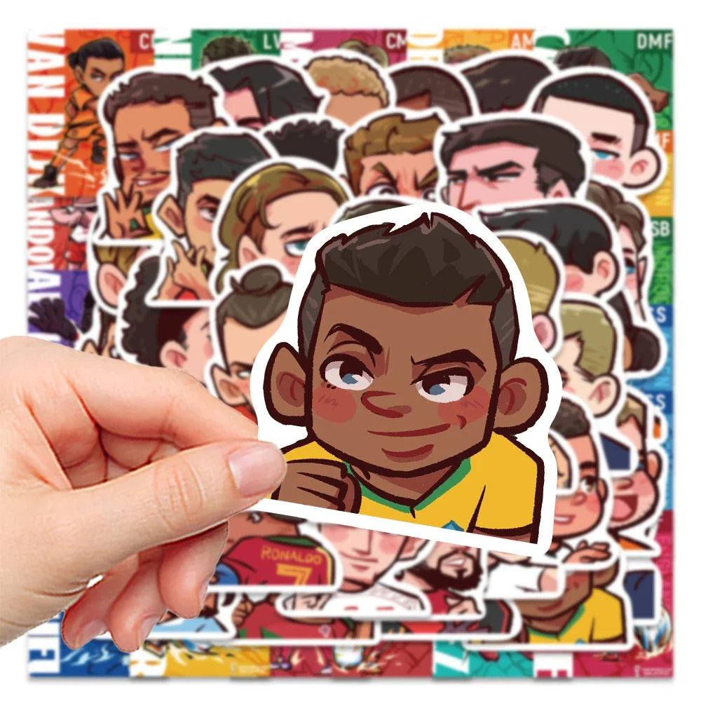 10/30/54PCS Cartoon Soccer Football Star Sticker Packs with Messi, Ronaldo, Suarez, Neymar, and More (ONLINE ORDER ONLY)