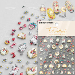 Vivid Honey Bee Ribbon Bowknot Pot Daisy Wreath Flower Shining Tulip Honeycomb Jar Self Adhesive Nail Art Sticker Manicure Decal (ONLINE ORDER ONLY)