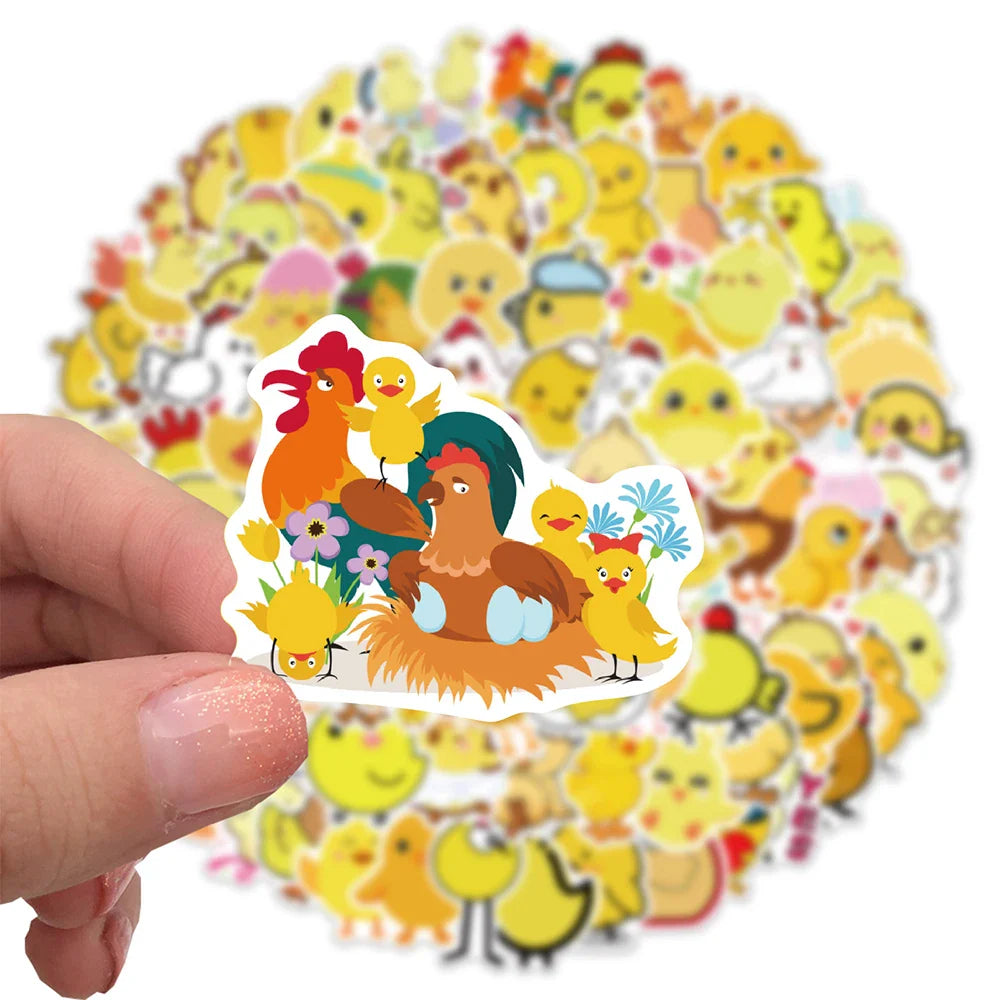10/30/50/100PCS Cute Chicken Animall Stickers For Kids DIY Handbook Scrapbooking Phone Laptop Wall Decals Decoration Car Sticker (ONLINE ORDER ONLY)