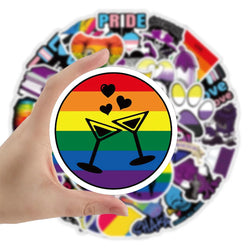 50Pcs/Set LGBTQ+ Rainbow Waterproof Removable Pvc Stickers for Wall Car Bike Laptop Scrapbook Sticker (Online Order Only)