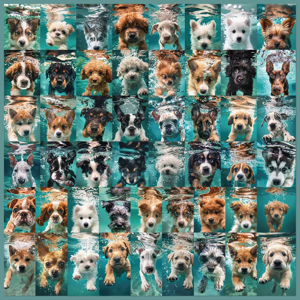 50pcs Cartoon Underwater Dog Stickers for Helmets, Walls, DIY Decor (Online Order Only)