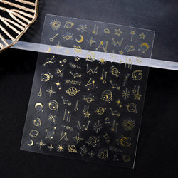 1pc 3D Gradient French Nail Stickers with Crown & Tassel Design Gold Silver Lines Self-Adhesive Nail Art Waterfall Manicure Foil (Online Order Only)