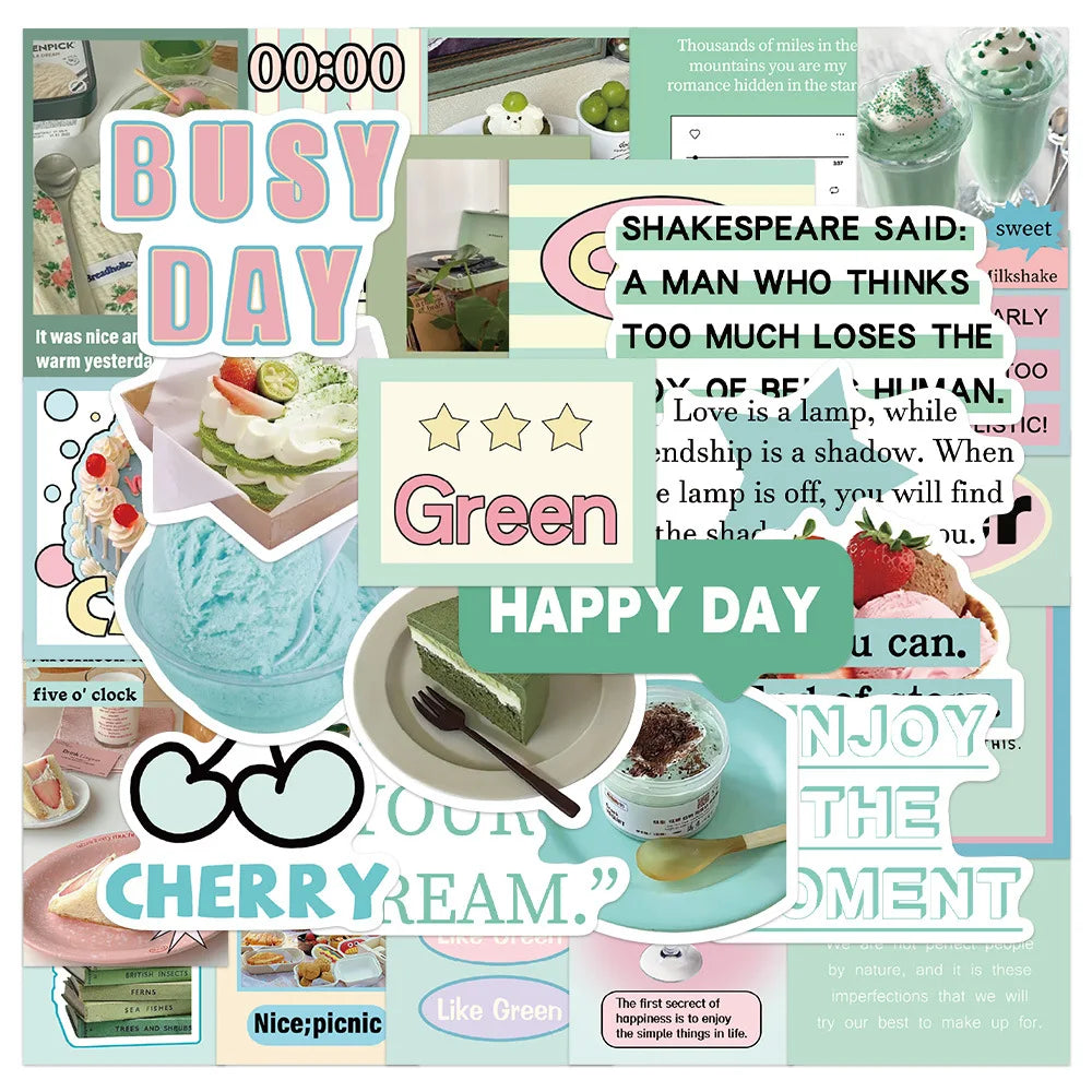 15PCS Green Cartoon Stickers PVC Waterproof Skateboard Notebook Graffiti (Online Order Only)