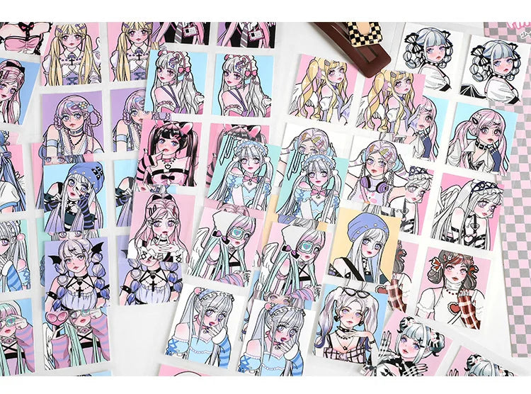 2pcs Ins Korean Style Anime Girl Scrapbooking Stickers Collage Diary Journal DIY Craft Aesthetics Decorative Stickers Stationery (ONLINE ORDER ONLY)