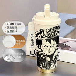 One Piece Thermos Cup: 520ML Luffy & Zoro Anime Straw Mug (ONLINE ORDER ONLY)