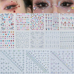 1pc Star-Shaped Rhinestone Sticker Sparkling Acrylic Rhinestone Face Decals Butterfly & Floral Designs for Party/Stage/Festivals (ONLINE ORDER ONLY)