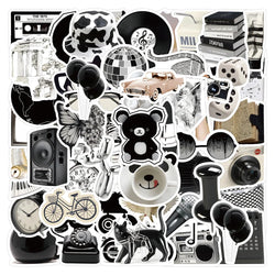 Cartoon Stickers Pack: Black White Decals for Laptop, Suitcase, Phone, Car, Kids Toys (ONLINE ORDER ONLY)