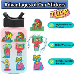 50pcs Cartoon Colorful Animal Stickers For Luggage Skateboard Laptop Guitar Aesthetic Graffiti Sticker Decals Toys (ONLINE ORDER ONLY)