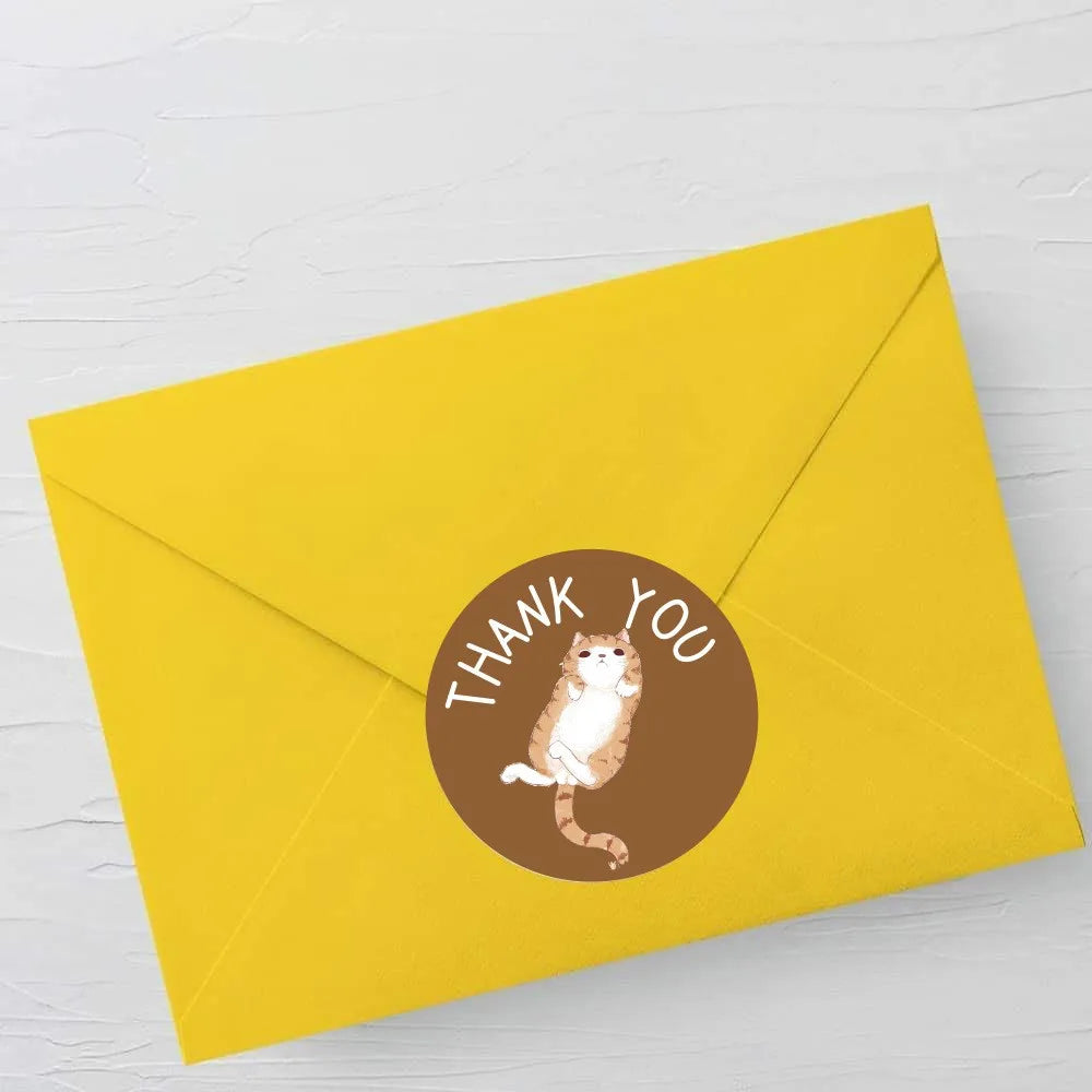 50-500pcs Cute Cartoon Cat Paw Thank You Stickers For Party Gift Decoration Packaging Label Reward Children Stationery Sticker (ONLINE ORDER ONLY)