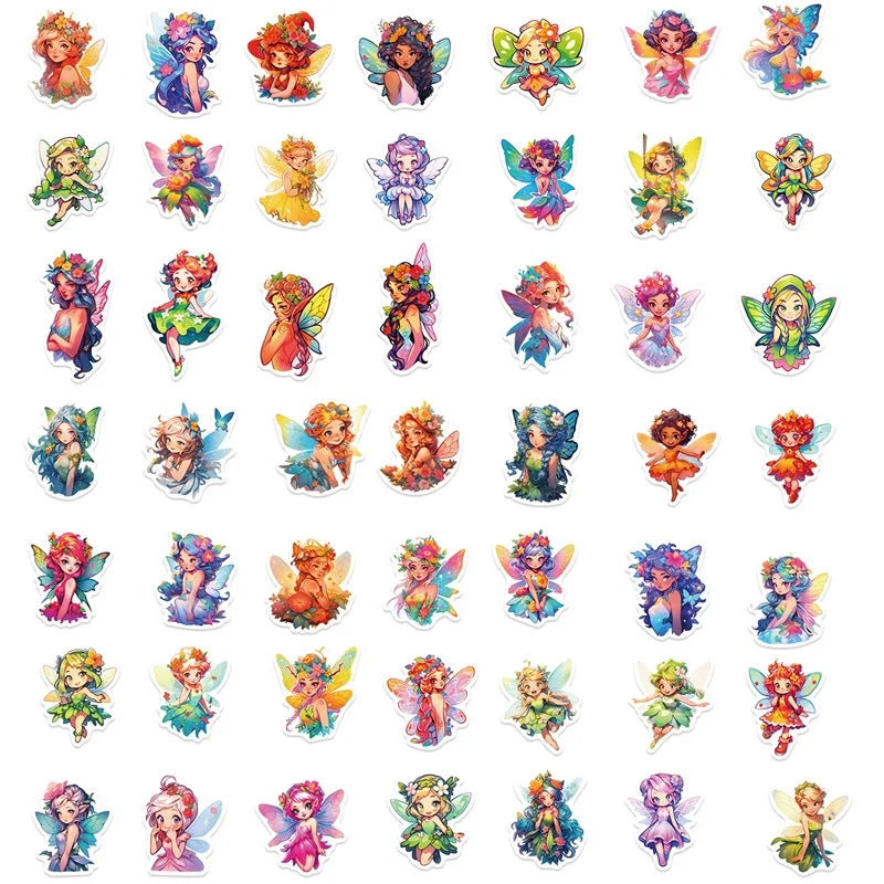 10/30/50PCS Cartoon Flower Fairy PVC Sticker Aesthetic DIY Korean Stationery Decoration Scrapbooking School Supplies for Kids (ONLINE ORDER ONLY)