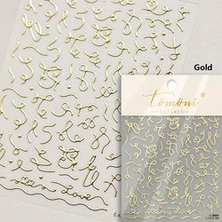 Chic Halo Dyeing Zebra Stripes Tender Black White Line Design Crescent Moon Arc Adhesive Nail Art Sticker Relief Manicure Decals (Online Order Only)