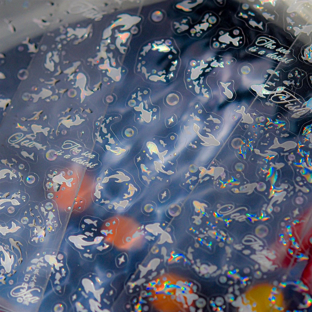 Ocean Elements Starry Sea Shoal of Fish School Water Bubbles Water Bubbles Adhesive Nail Art Decoration Sticker Manicure Decals (Online Order Only)