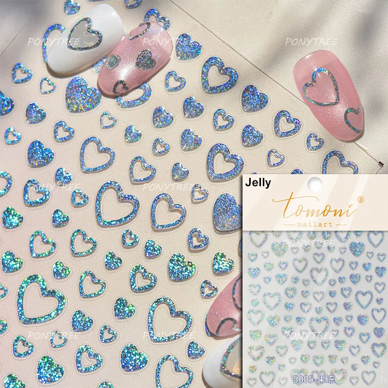 Line Love Heart Arc French Romantic Curve Punk Attitudinal Hollow Geometric Figure Adhesive Nail Art Stickers Manicure Decals (Online Order Only)