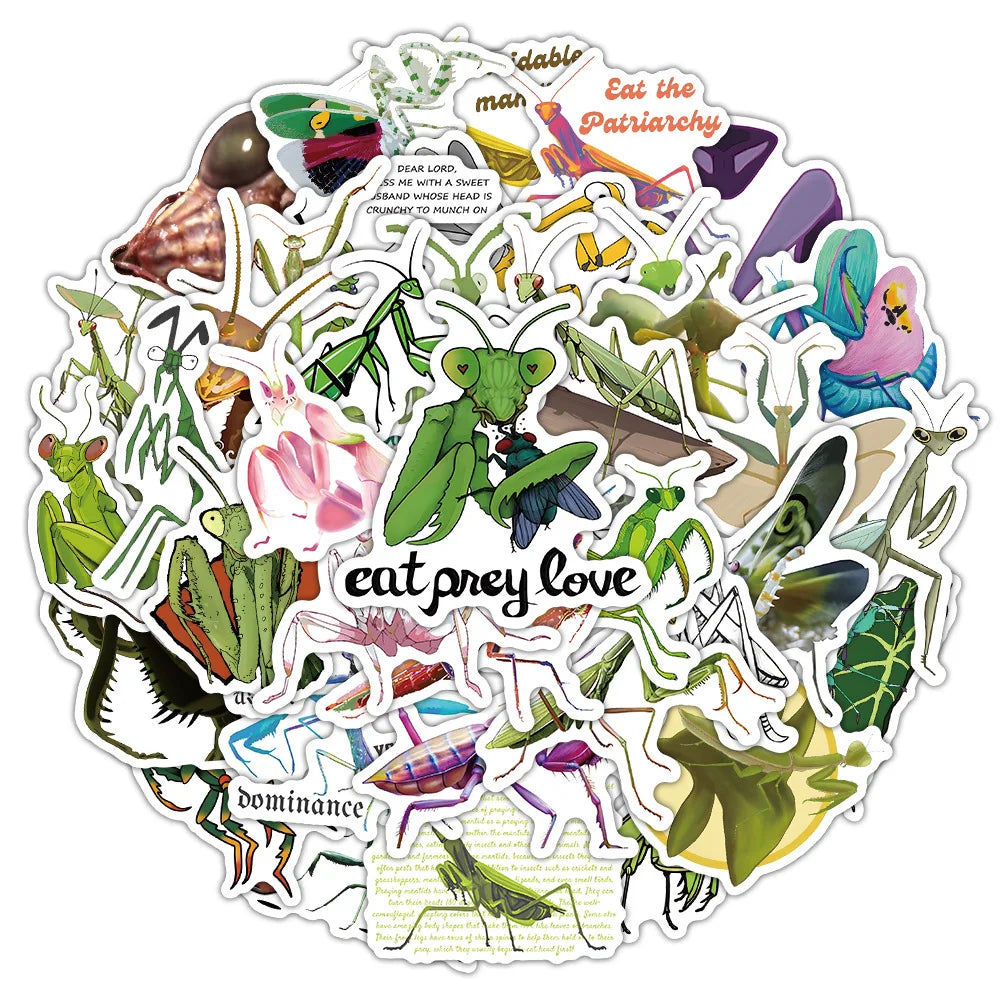 10/30/50PCS Mantis Cartoon Stickers Cool Insect Sticker Aniaml DIY Decoration Kids Toys Luggage Laptop Phone Guitar Bike Decals (ONLINE ORDER ONLY)