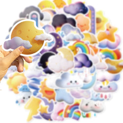 10/30/50PCS Cute Cartoon Cloud Stickers Weather Rain Lightning Rainbow Kawaii Decal Kids Toy DIY Diary Phone Notebook Bike Car (ONLINE ORDER ONLY)