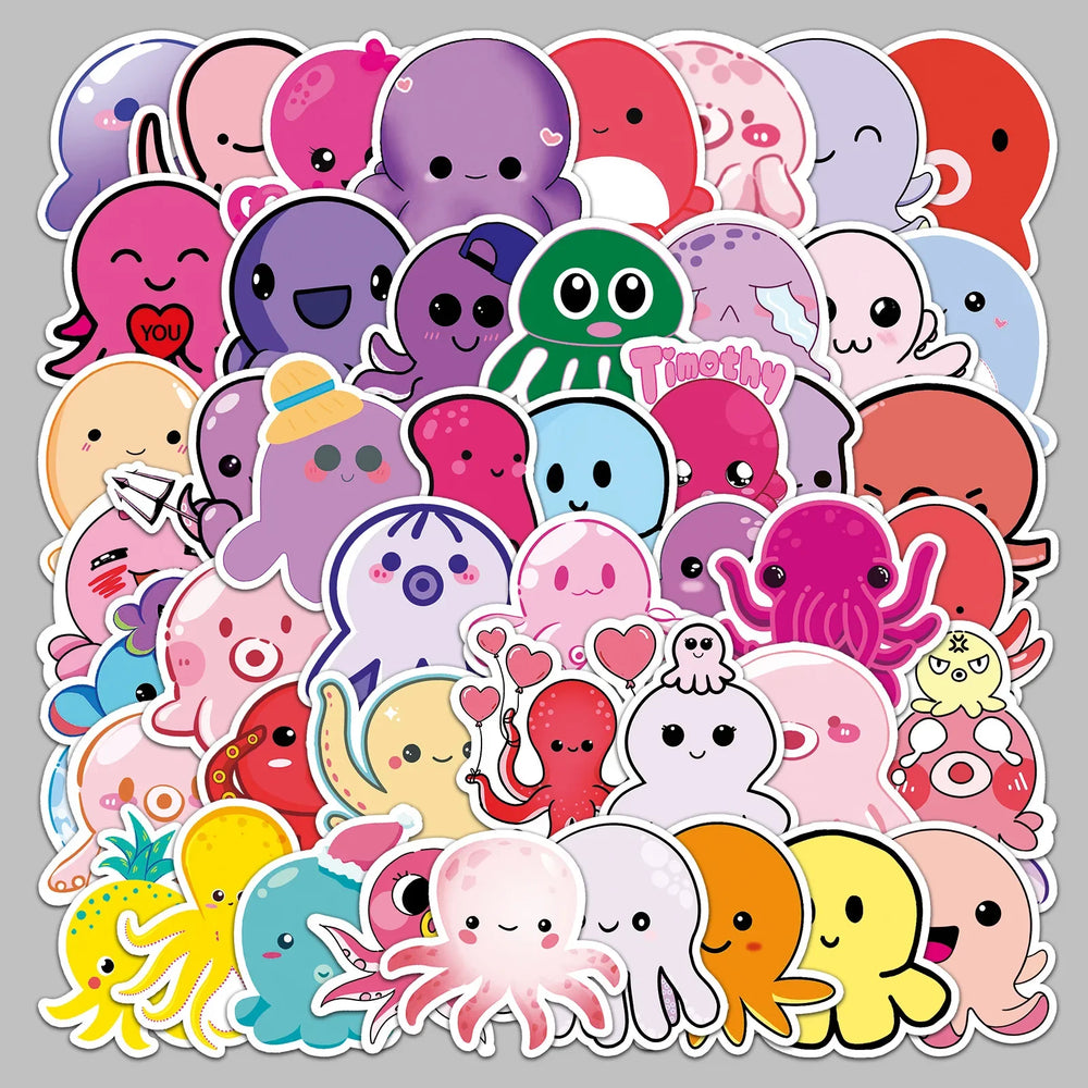 50pcs Cute Octopus Graffiti Stickers for Helmet, Wall, DIY Decoration (ONLINE ORDER ONLY)