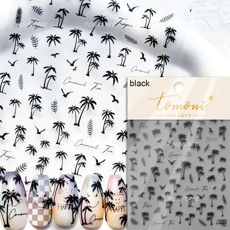Summer Beach Bikini Watermelon Hat Sandals Ice Cream Shell Conch Starfish Cat Duck Nail Art Decoration Stickers Manicure Decals (ONLINE ORDER ONLY)