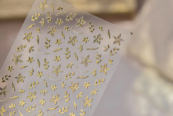 Gold Hot Stamping Flowers Leaves 3D 5D Pearl Bead Delicate Self Adhesive Nail Art Decorations Stickers Manicure Decals Wholesale (Online Order Only)