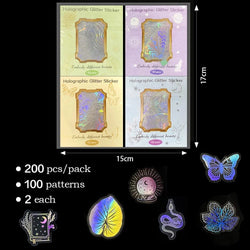 10/30/50/100PCS Holographic Laser Butterfly PET Flash Dream Stickers Aesthetic Hand Account DIY Notebook Motorcycle Car Sticker (Online Order Only)