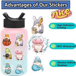 50PCS Gnome Dwarf Stickers Waterproof Vinly Stickers Decorative DIY Graffiti Luggage Stickers Children's Toys (ONLINE ORDER ONLY)
