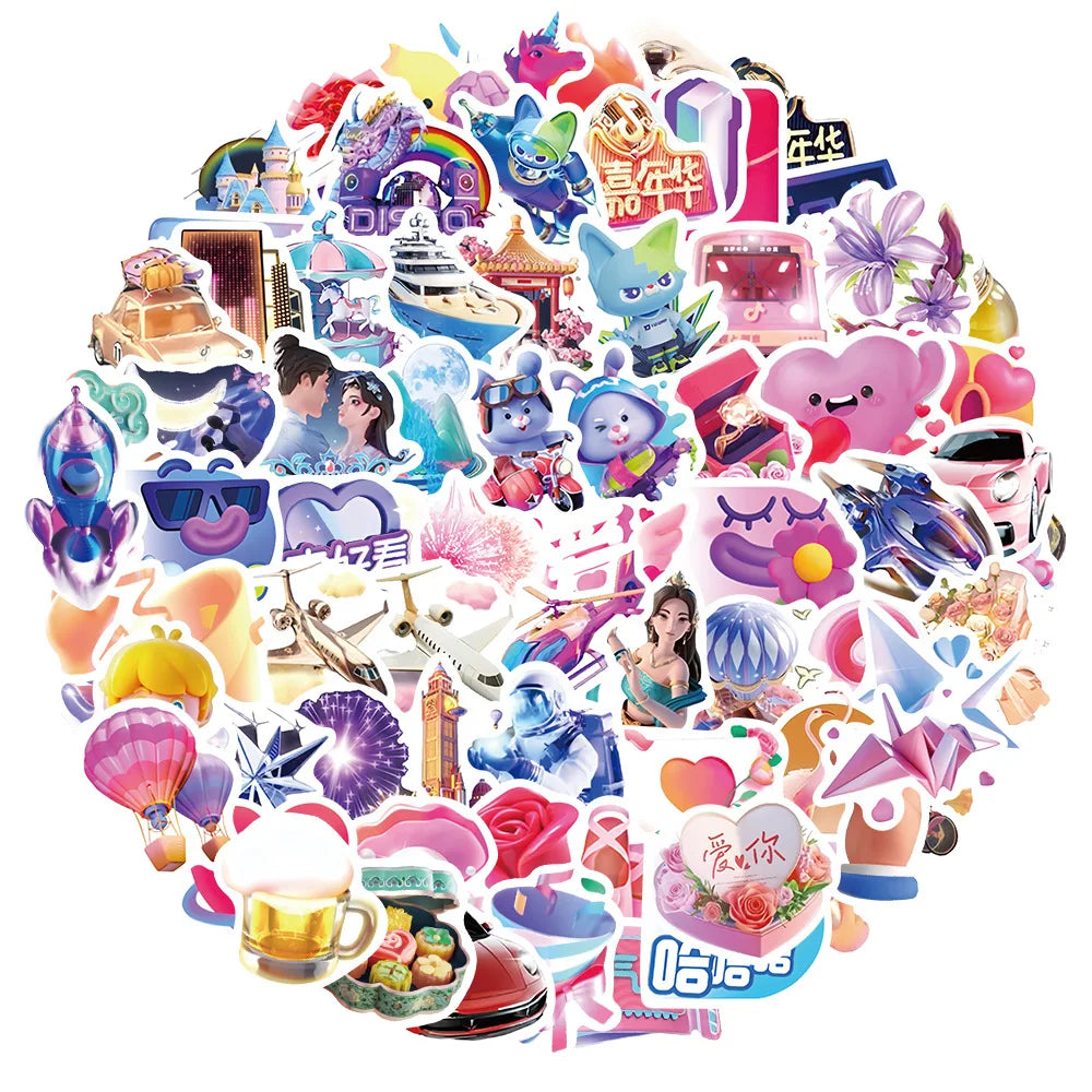 TikTok Gift Special Effect Stickers for Kids DIY Notebook Phone Bike Laptop Car PVC (ONLINE ORDER ONLY)