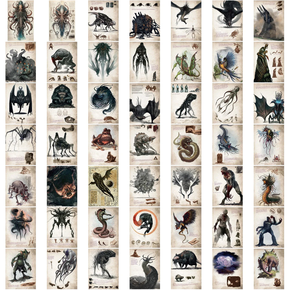 50pcs Cthulhu Mythos Monsters Funny Graffiti Stickers Vinyl Waterproof Stickers Pack For Water Bottle Laptop Scrapbook Stickers (Online Order Only)