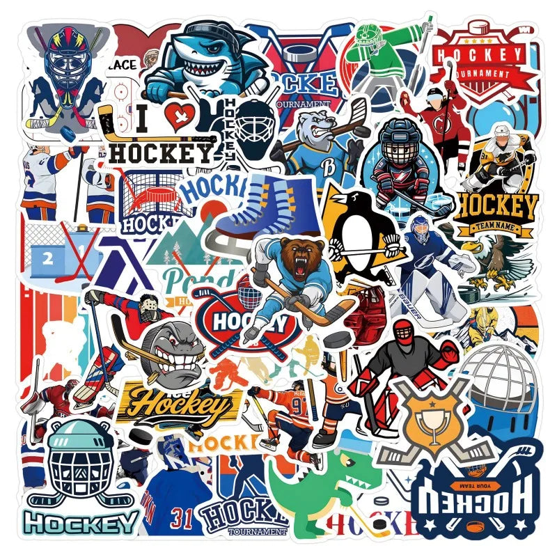 55pcs Cartoon Ice Hockey Stickers for Laptop, Phone, Water Bottle, Scooter, Suitcase, Refrigerator, Stationery (ONLINE ORDER ONLY)
