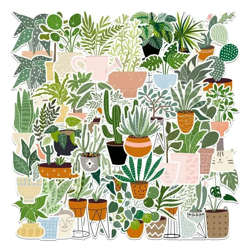 10/30/44PCS Cute Plants Sticker Aesthetic PVC Stationery Children's Sketchbook Sticky Diary Laptop Scrapbook Supplies for Kids (Online Order Only)