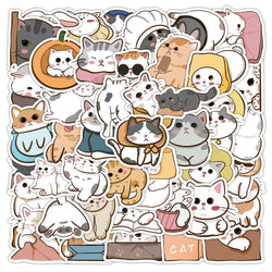 10/30/60PCS Cute Cartoon Cat Stickers Animal Decals DIY Diary Notebook Laptop Car Suitcase Phone Decoration PVC Waterproof Toys (Online Order Only)