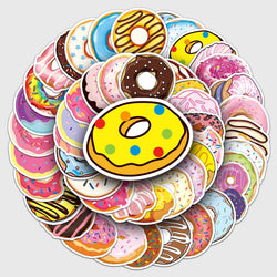 50Pcs Cartoon Doughnut Waterproof Vinyl Stickers for Skateboard Snowboard (Online Order Only)