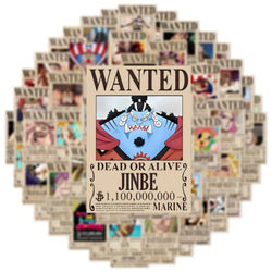 One Piece Wanted Posters Stickers: 50pcs Cool Anime Decals (ONLINE ORDER ONLY)