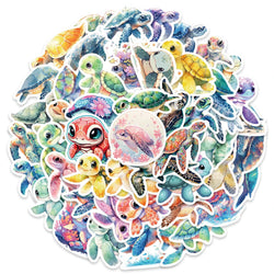50pcs Cute Cartoon Sea Turtle Animal Stickers Pack Waterproof Graffiti For Laptop Water Bottle Guitar Luggage Vinyl Decals (ONLINE ORDER ONLY)