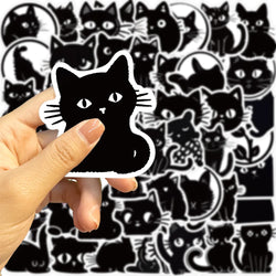 10/30/50PCS Black Cartoon Cat Sticker Kids Toys Waterproof Skateboard Fridge Bike Skateboard Phone Laptop DIY Decorative Decals (ONLINE ORDER ONLY)