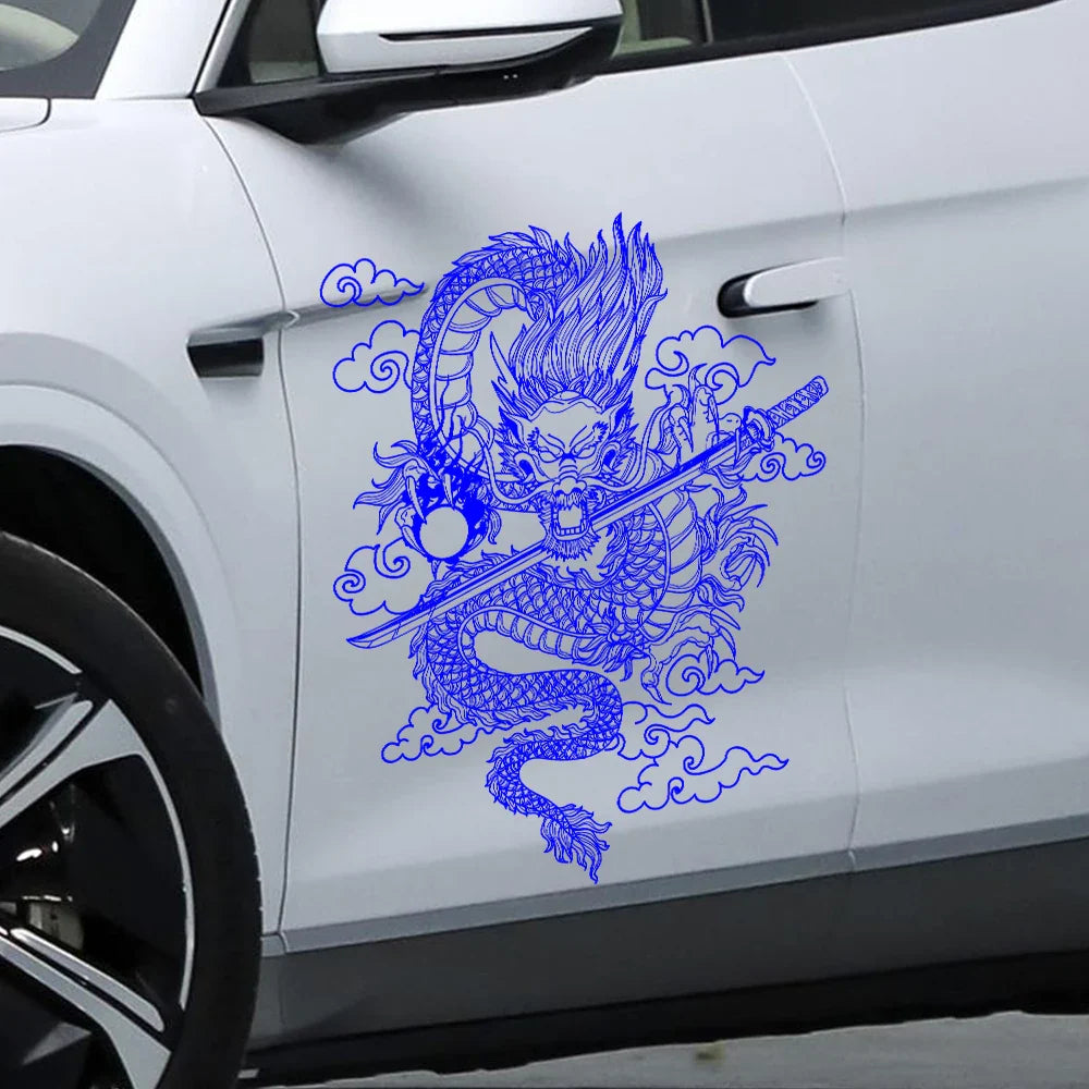 Japane Anime Detachment Car Sticker For Katana And Black Dragon Decoration Movement Style Die Cutting Waterproof PVC Vinyl Decal (ONLINE ORDER ONLY)