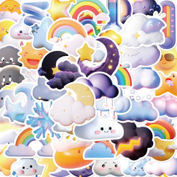 10/30/50PCS Cute Cartoon Cloud Stickers Weather Rain Lightning Rainbow Kawaii Decal Kids Toy DIY Diary Phone Notebook Bike Car (ONLINE ORDER ONLY)