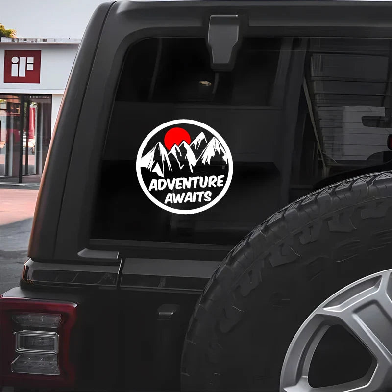 Adventure awaits  ,sun and mountains stickers  Vinyl Decals - For Cars, Trucks, Walls, Laptops, Windows, Motorcycles, (ONLINE ORDER ONLY)