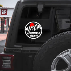 Adventure awaits  ,sun and mountains stickers  Vinyl Decals - For Cars, Trucks, Walls, Laptops, Windows, Motorcycles, (ONLINE ORDER ONLY)