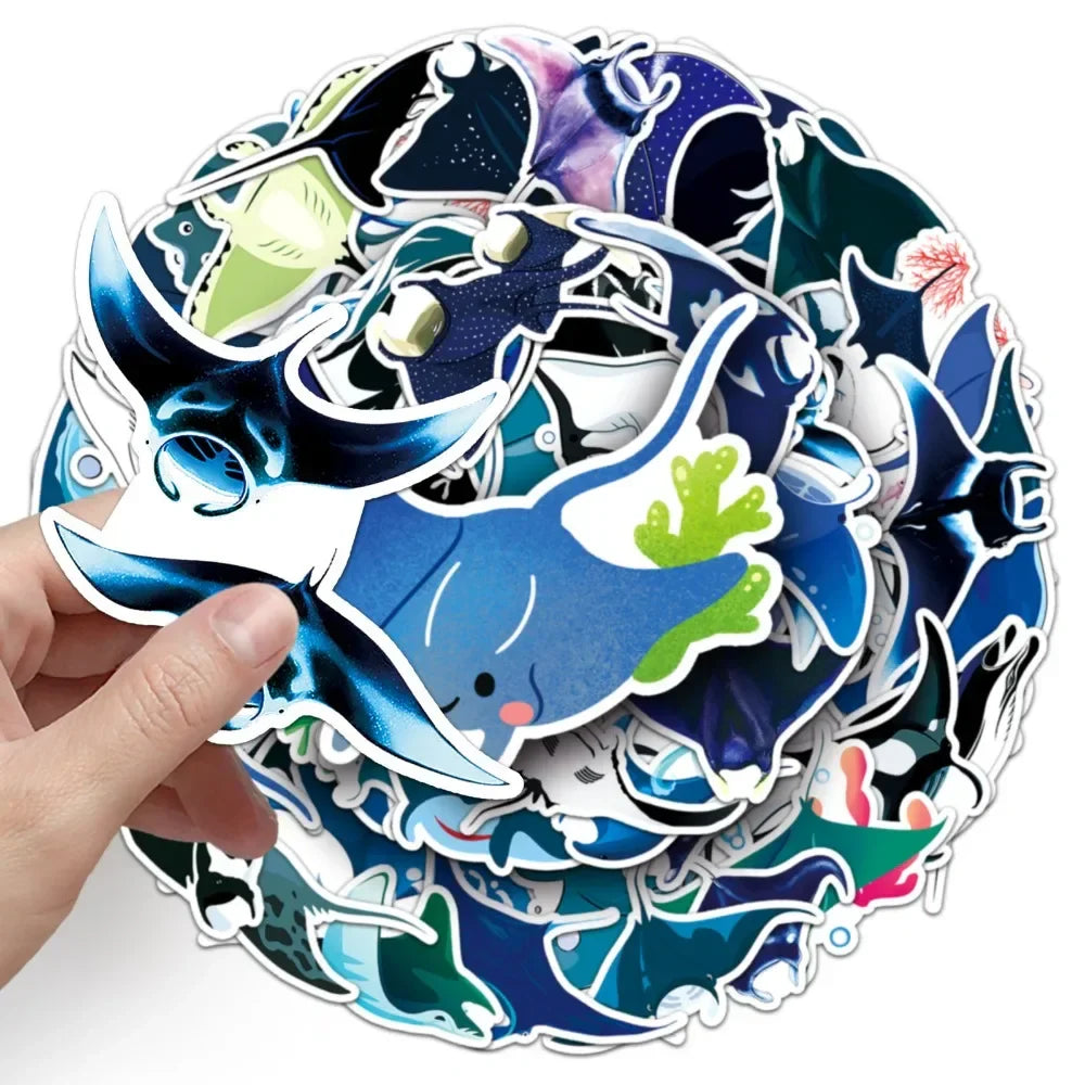 10/50Pcs Manta Rays Stickers Decal Vinyl for DIY Stationery Scrapbooking Guitar Laptop Skateboard Stickers 2024 (ONLINE ORDER ONLY)