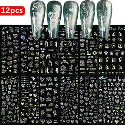 12PCS French Tassel Crescent Moon Arc Self Adhesive Nail Art Sticker 3D French Kiss Crescent Nail Stickers Lines Manicure Decals (ONLINE ORDER ONLY)