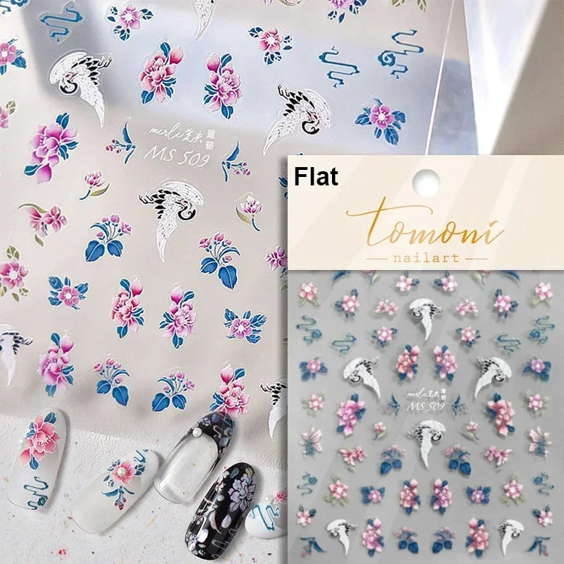 Charming Blue Sparrow Feather Rhinestone Wings Peacock Sparrow Dreamy Jelly Stars Self Adhesive Nail Art Stickers Manicure Decal (ONLINE ORDER ONLY)