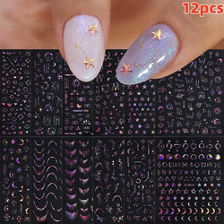 12PCS French Tassel Crescent Moon Arc Self Adhesive Nail Art Sticker 3D French Kiss Crescent Nail Stickers Lines Manicure Decals (ONLINE ORDER ONLY)