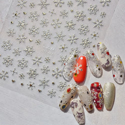 Bronzing Jelly Laser Snowflake Christmas Hot 5D Soft Embossed Relief Self Adhesive Nail Art Decoration Sticker 3D Manicure Decal (ONLINE ORDER ONLY)