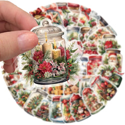 10/30/50PCS Cute Christmas Wishing Bottle Stickers Cartoon Santa Claus Decals Party Decoration Laptop Phone Luggage Fridge Gifts (Online Order Only)
