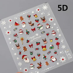 Bronzing Jelly Laser Snowflake Christmas Hot 5D Soft Embossed Relief Self Adhesive Nail Art Decoration Sticker 3D Manicure Decal (ONLINE ORDER ONLY)