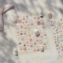 Lovely Animals Cat Dog Bear Party Puppy Kitten Cake Bowknot Flower Love Heart Lace Gird Adhesive Nail Art Sticker Manicure Decal (ONLINE ORDER ONLY)