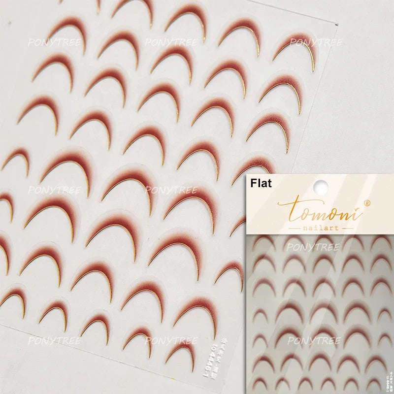 Geometric White Black Red Romantic French Arc Illusion Curve Embossed Relief Self Adhesive Nail Art Stickers 3D Manicure Decals (ONLINE ORDER ONLY)