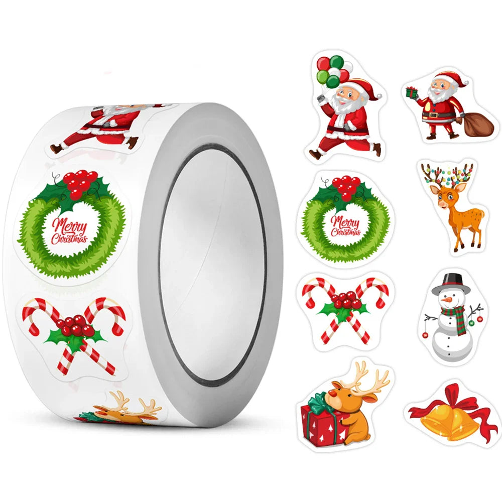 100-500pcs Merry Christmas Stickers Cristmas Xmas Party Seal Labels Stickers For DIY Gifts Baking Package Envelope Stationery (Online Order Only)