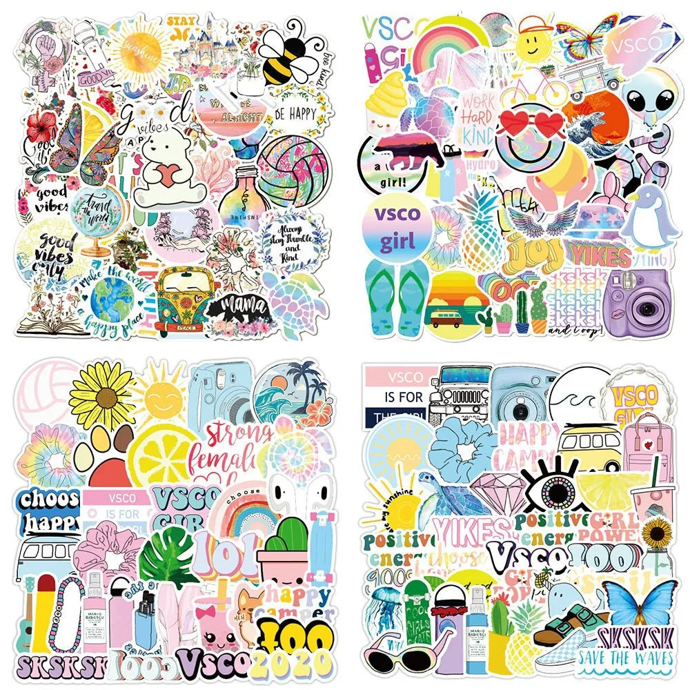 50pcs Cute Cartoon Stickers for Notebook, Luggage, Laptop, Phone (Online Order Only)