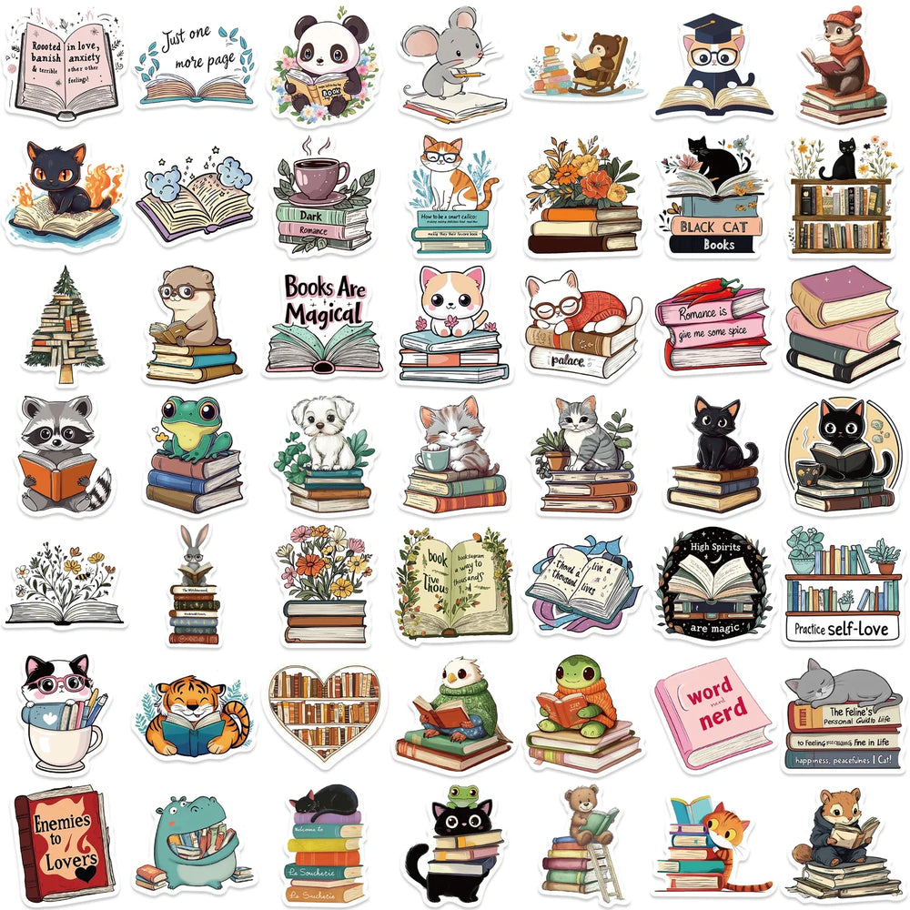 50PCS Animals Reading Stickers for Toy DIY Luggage Laptop Guitar Skateboard Phone Case Bike Car Cartoon Stickers (ONLINE ORDER ONLY)