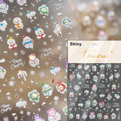 Dressy Embossment Colorful Gradient Snowflakes Laser Silver Christmas Tree Winter Bowknot Santa Nail Art Stickers Manicure Decal (Online Order Only)